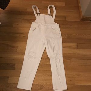 PrettyLittleThing White Overalls